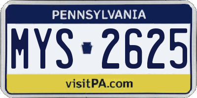 PA license plate MYS2625