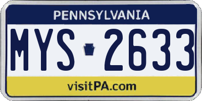 PA license plate MYS2633