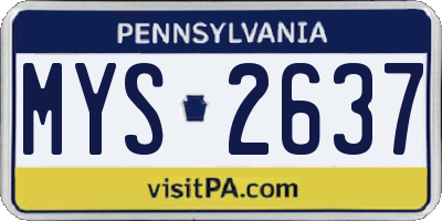 PA license plate MYS2637