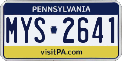 PA license plate MYS2641