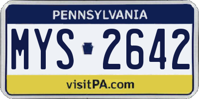 PA license plate MYS2642