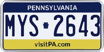 PA license plate MYS2643