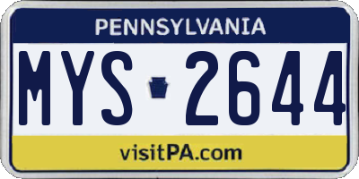 PA license plate MYS2644