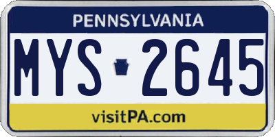 PA license plate MYS2645