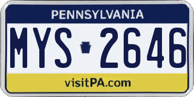 PA license plate MYS2646