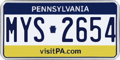 PA license plate MYS2654