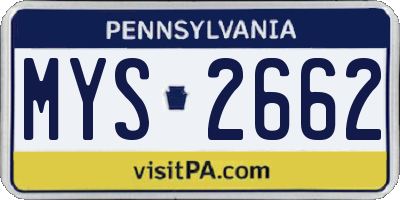 PA license plate MYS2662