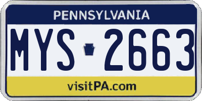 PA license plate MYS2663