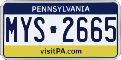 PA license plate MYS2665