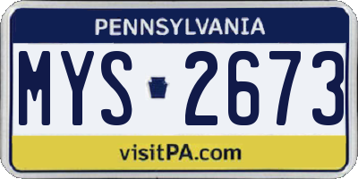 PA license plate MYS2673