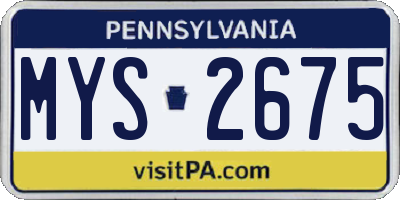 PA license plate MYS2675
