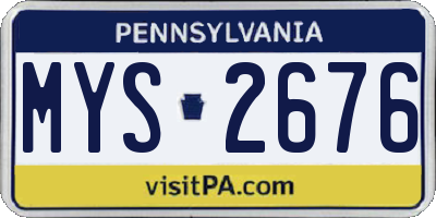 PA license plate MYS2676