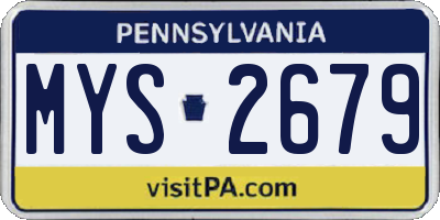 PA license plate MYS2679