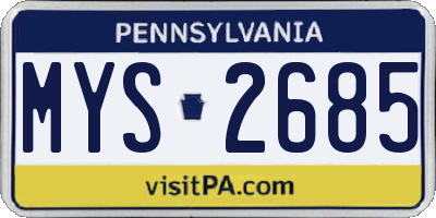 PA license plate MYS2685
