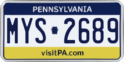 PA license plate MYS2689