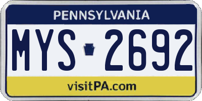 PA license plate MYS2692