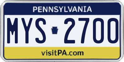 PA license plate MYS2700