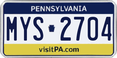 PA license plate MYS2704