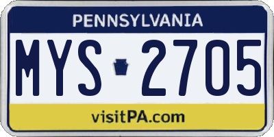 PA license plate MYS2705