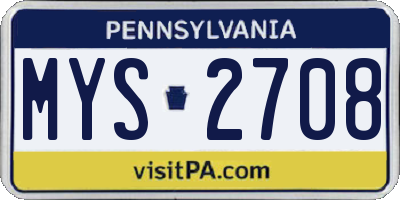 PA license plate MYS2708