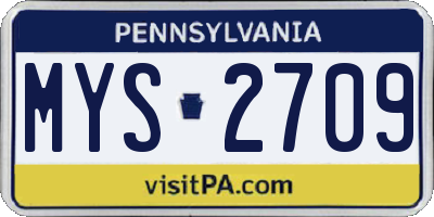 PA license plate MYS2709