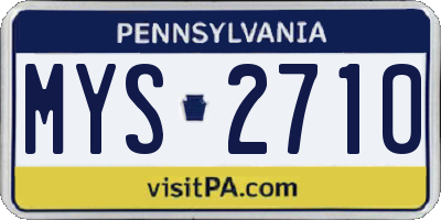 PA license plate MYS2710