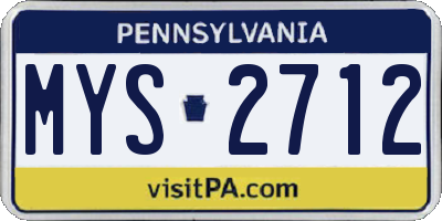 PA license plate MYS2712