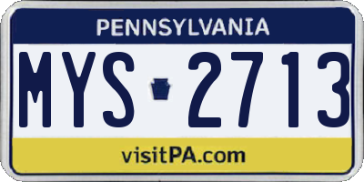 PA license plate MYS2713