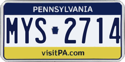 PA license plate MYS2714