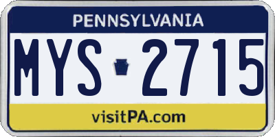 PA license plate MYS2715