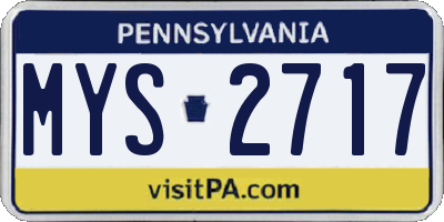 PA license plate MYS2717