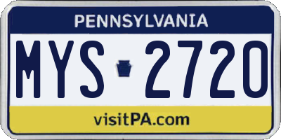 PA license plate MYS2720