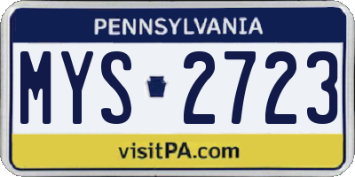 PA license plate MYS2723