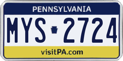 PA license plate MYS2724