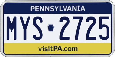 PA license plate MYS2725
