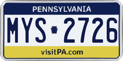 PA license plate MYS2726