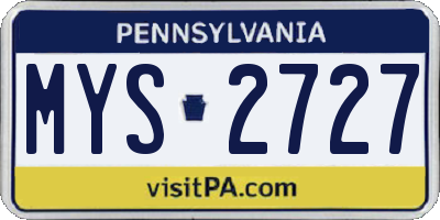 PA license plate MYS2727