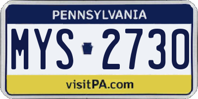 PA license plate MYS2730