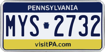 PA license plate MYS2732