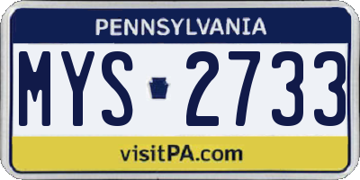 PA license plate MYS2733