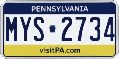PA license plate MYS2734