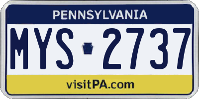 PA license plate MYS2737