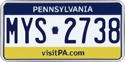 PA license plate MYS2738