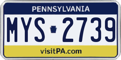 PA license plate MYS2739