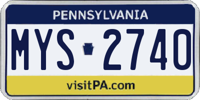 PA license plate MYS2740