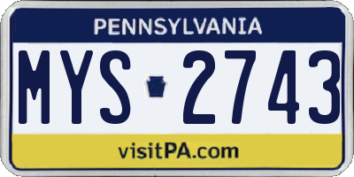PA license plate MYS2743