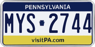 PA license plate MYS2744