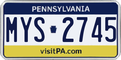 PA license plate MYS2745