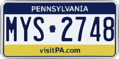 PA license plate MYS2748