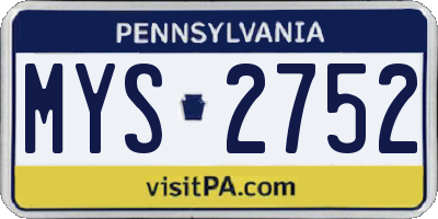 PA license plate MYS2752